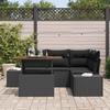 Garden Sofa Set with Storage 5 pcs Black Poly Rattan