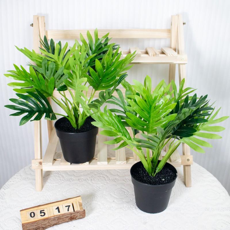Artificial Monstera Leaf Plant In Black Pot Home Decor Nordic Style Indoor Foliage Ornament PVC Simulation Greenery