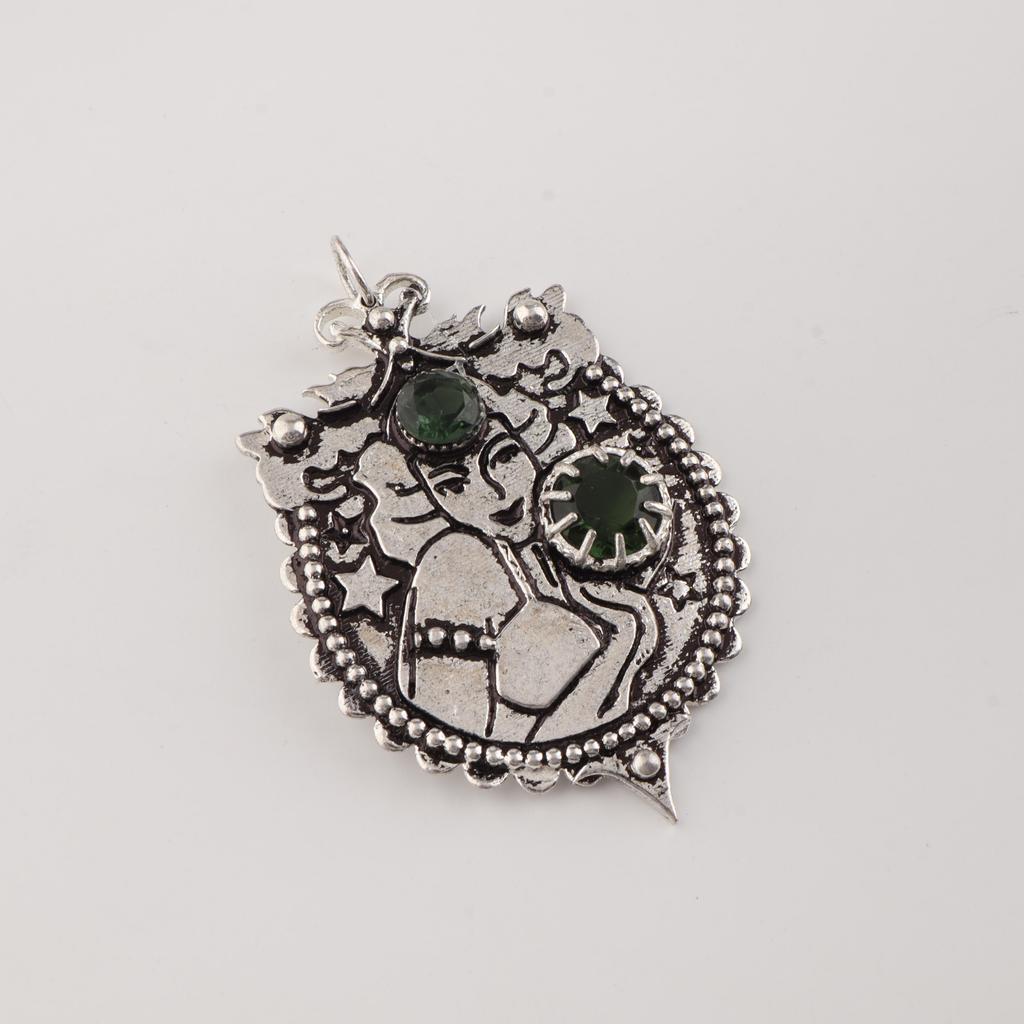 Green Tourmaline Gemstone 925 Sterling Silver Women Jewelry Partywear Pendant 1.9" Precious Gift For Wife CP-44-15