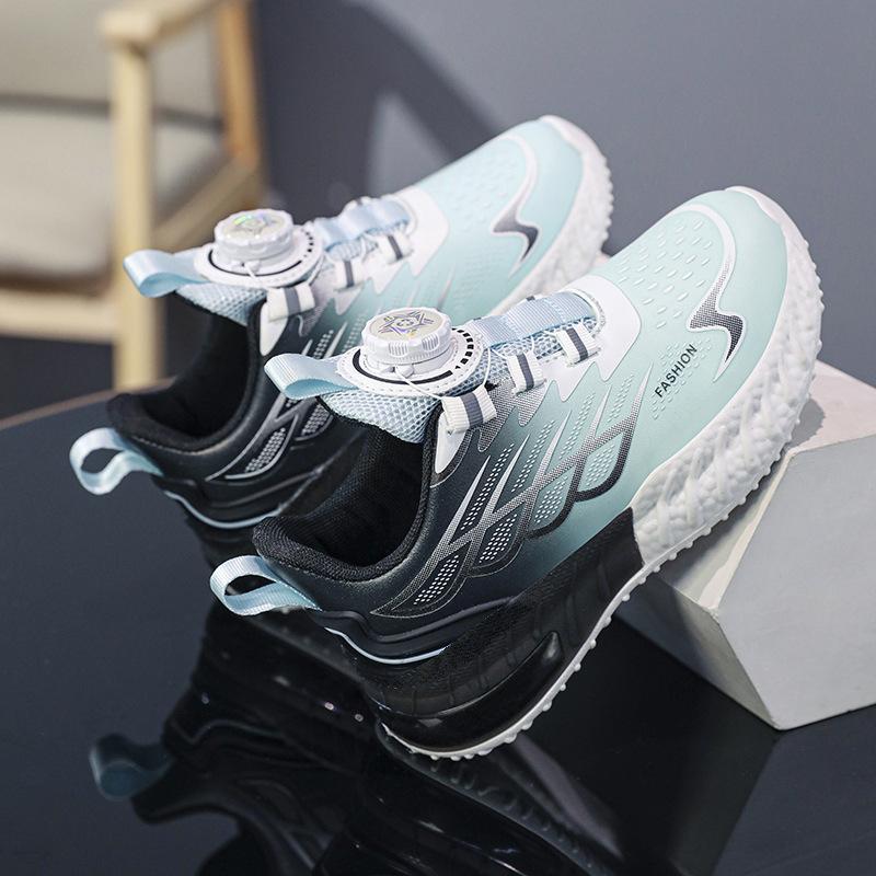 2025 Students Boys Sports Shoes Autumn New Leather Waterproof Lightweight Shock Absorption Rotating Buckle Primary School Shoes