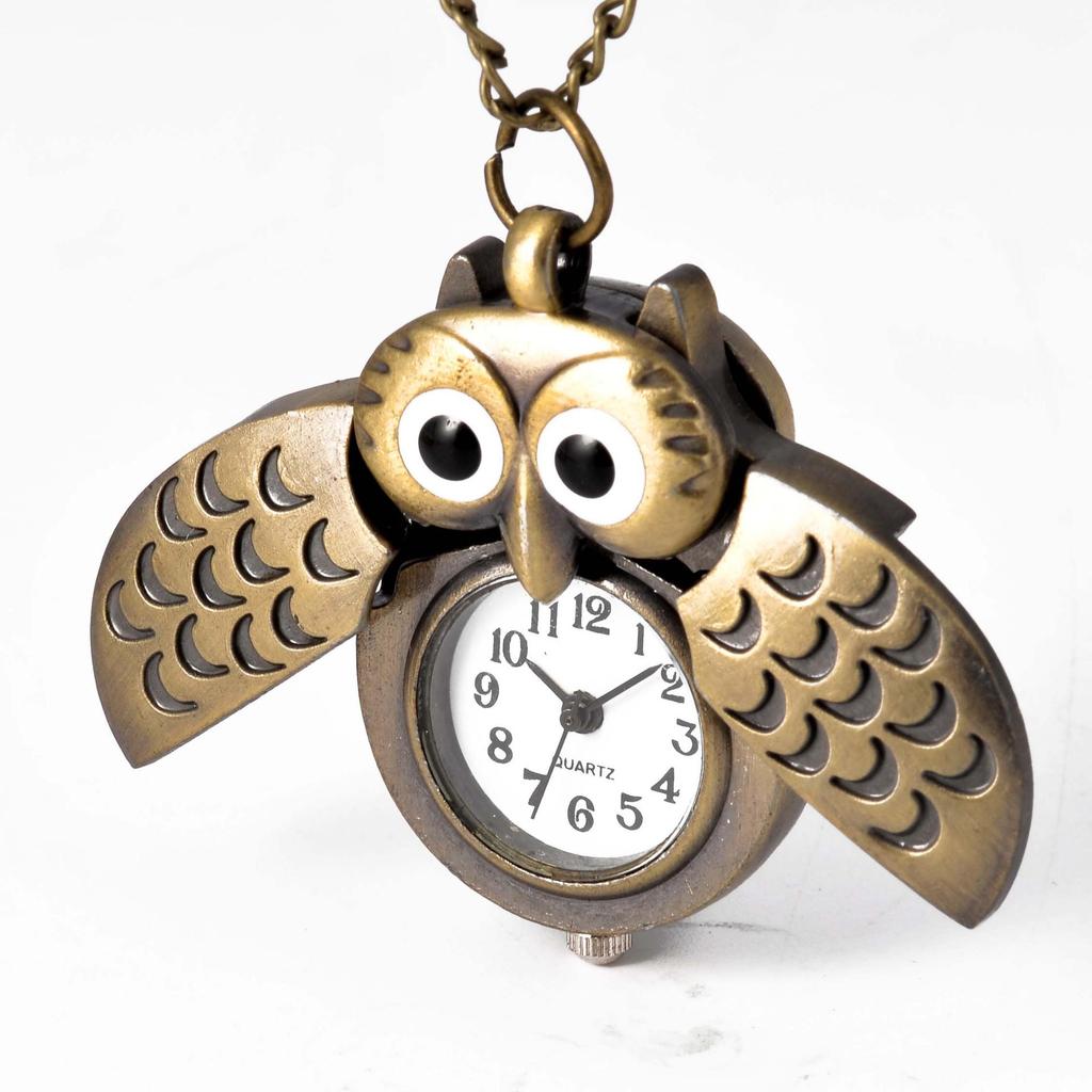 Antique Bronze Owl Pocket Watch 6104