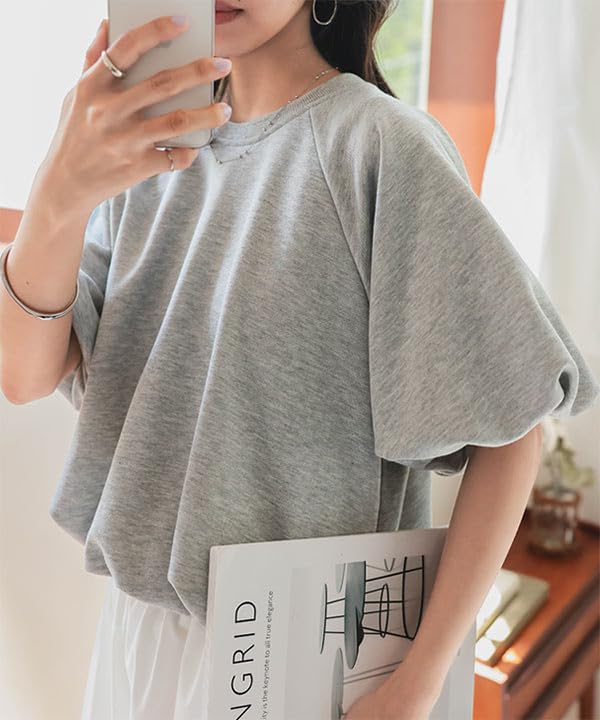 Женский свитшот Kobe Lettuce с короткими рукавами-фонариками долман, идеально подходящий для весны и лета, розовый [C7502], размер M