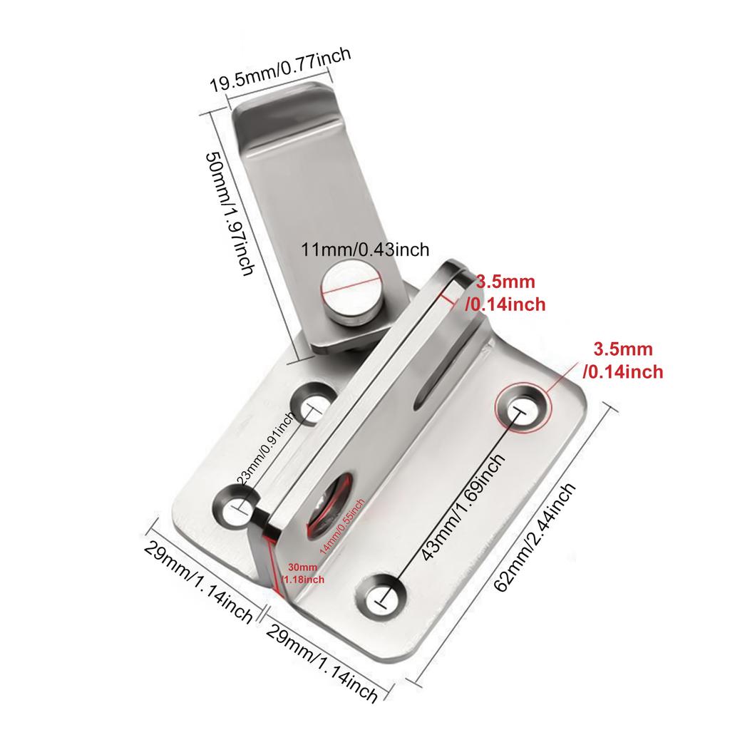 Дверные задвижки с проушинами и винтами Защелка из нержавеющей стали Накладка Дверные замки Замки безопасности для спальни Ящик Окно