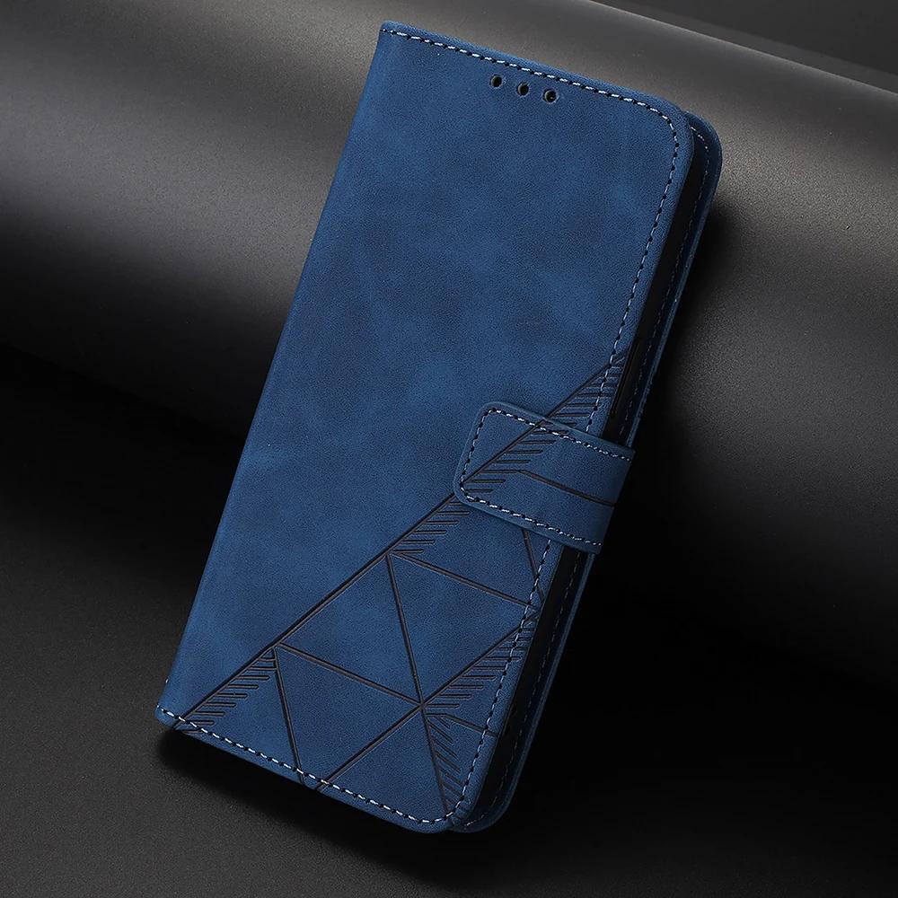 Geometric Leather Wallet Case For Moto Edge 50 Fusion 40 Neo G 5G Play G04 G04S G24 G34 G35 G45 G54 Power G55 G75 G84 G85 Cover