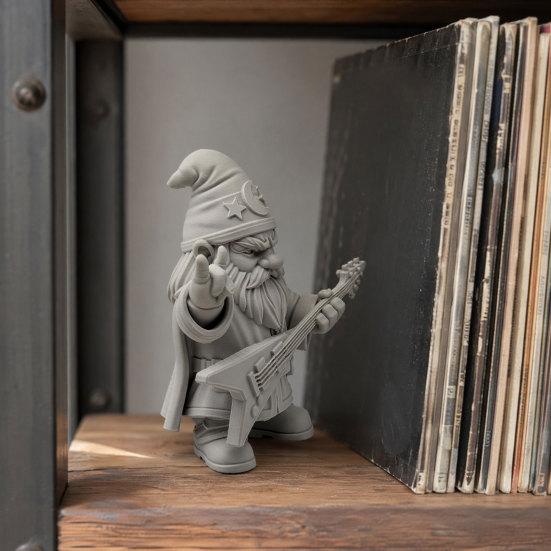 jijijing Funny Rocker Gnome Figurines, 3D Printed Musical Figurine with Guitar, Garden Decoration, Statue, Gift for Music Lovers