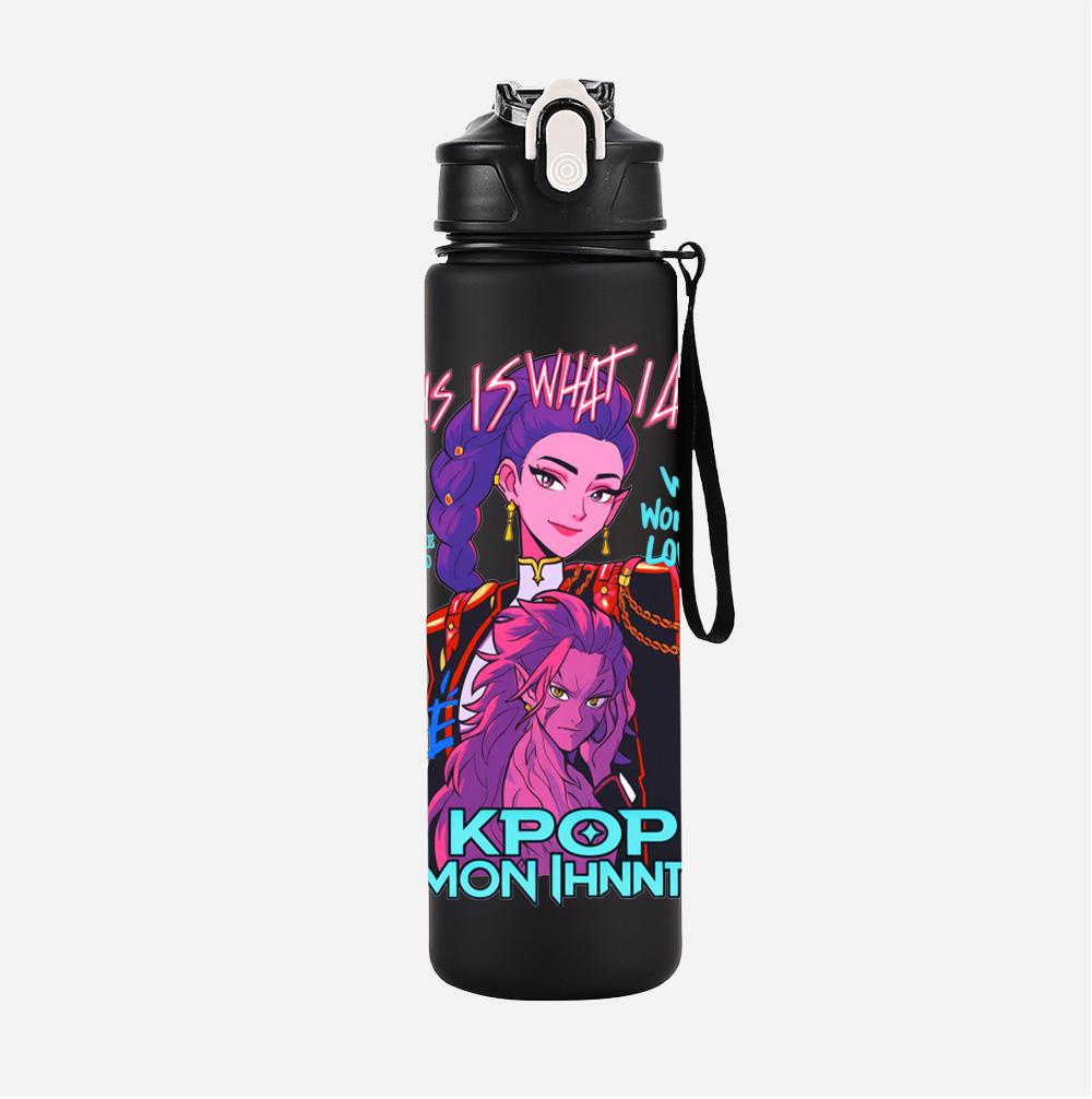 750Ml Water Bottler K-Pop Demon Hunters Printed Character Water Cup Large Capacity Outdoor Portable Rope Drinking Bottle for Boy Girl Gift