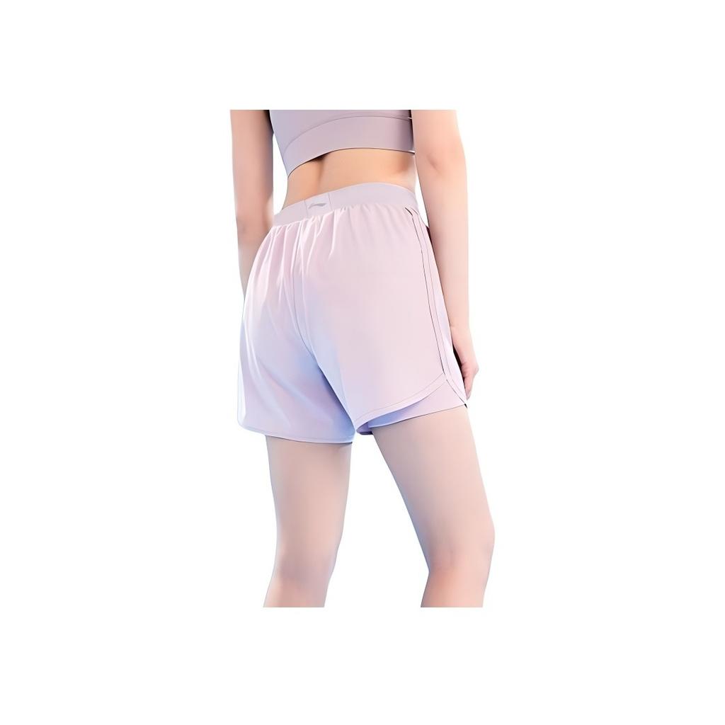 Li-Ning Campus Series Quick-Dry Yoga Running Training Shorts Women Shorts Lotus-Pink Purple YKSU100-2