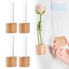 Деревянный настенный кубический цветочный горшок, станция для выращивания растений, пластиковая трубка, ваза с одним стеблем, бутон цветка, мини-ваза, украшение для холодильника