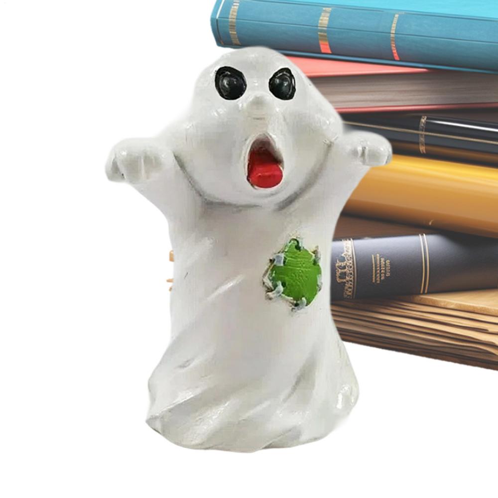 Halloween Ghost Figurine Ghost With Pumpkin Desk Ornament Spooky Resin Sculpture Desk Display Ornaments For Bedroom Entryway