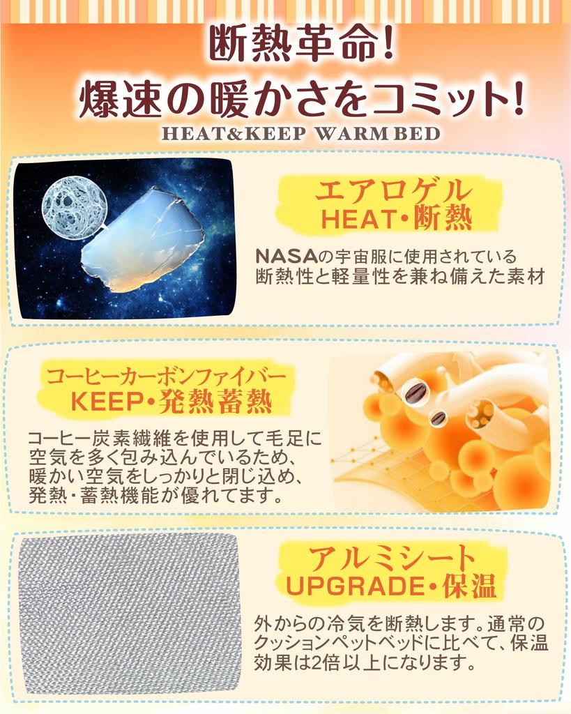 PETSUTA Winter Warmth Pet Bed for Cats and Dogs Aerogel Teijin This Winter Pet Bed for Dogs Features a Natural Aluminum Sheet and a Warm Cushion for