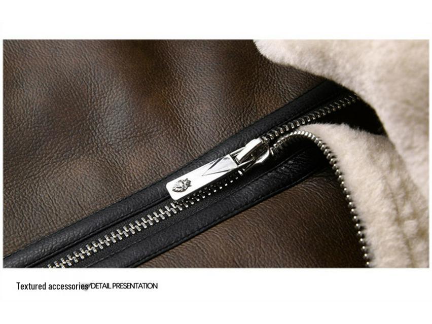 Мужская модная мотоциклетная куртка из овчины и ПУ-кожи - Короткая верхняя одежда из овечьей шерсти Осень/Зима