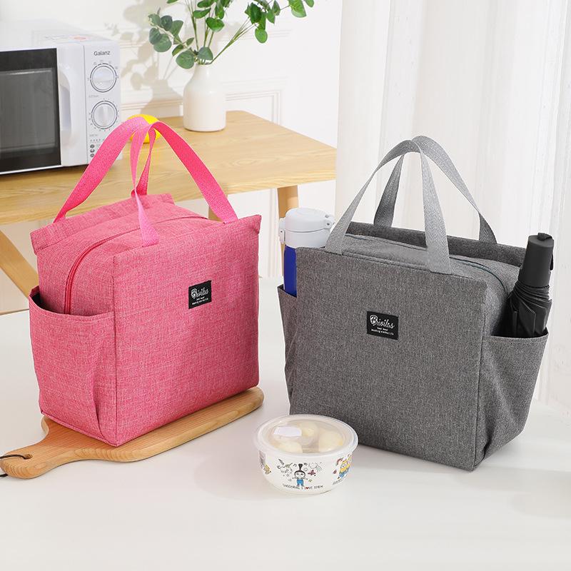 Popular Dual-Pocket Insulated Lunch Bag with Aluminum Foil: Handheld Bento and Picnic Bag with Ice Pack.
