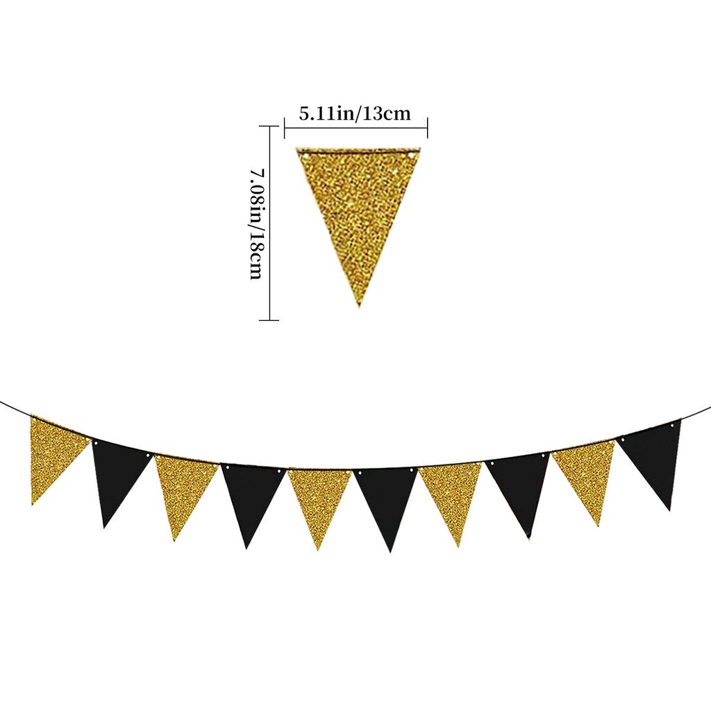 Black Gold Happy New Year Banner New Year'S Eve Party Arrangement Fireworks Cheers Banner Latte Custom