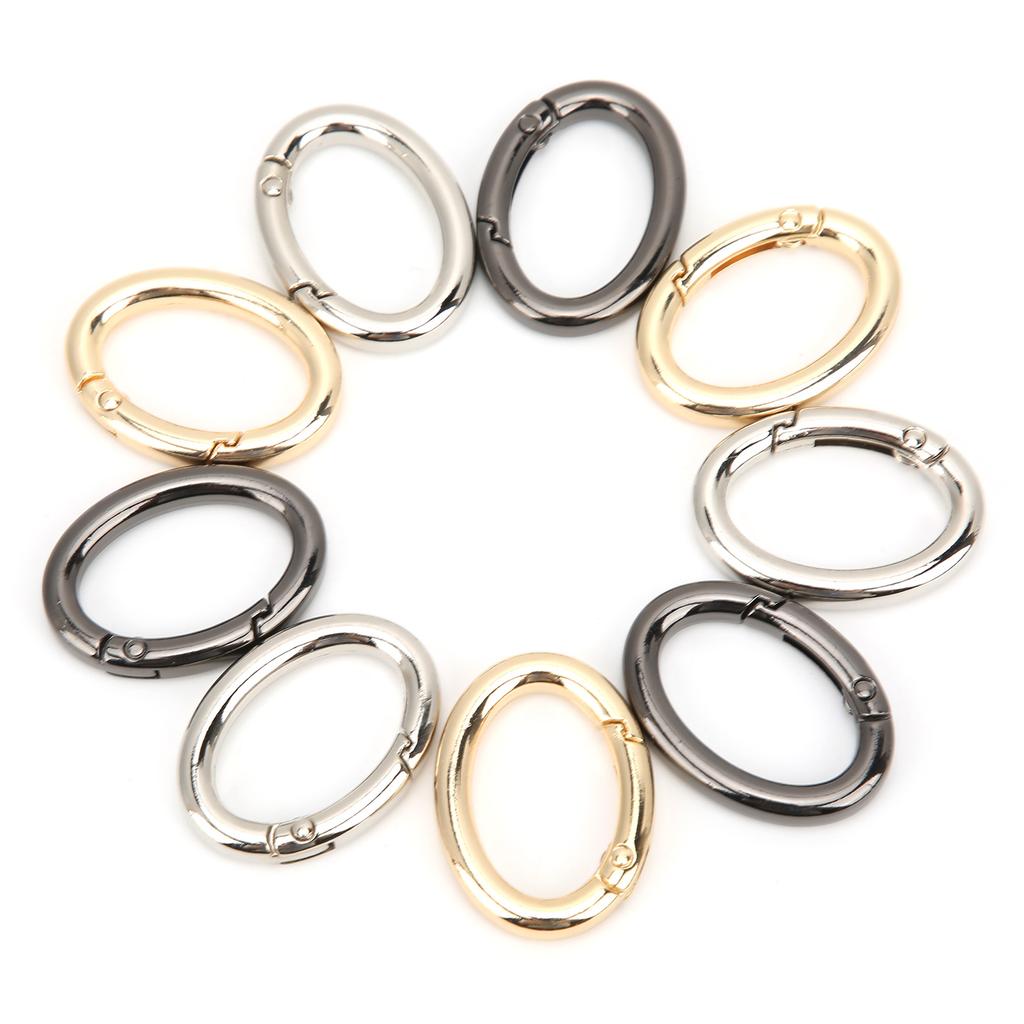 9Pcs Spring Ring Buckle 0?Shaped Oval Open Bag Chain Hardware DIY Accessories 3 ColorsM