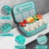 1.3L Portable 3-Grid Plastic Lunch Box – Microwave-Safe Food Storage Container for School, Office & Outdoor Meals