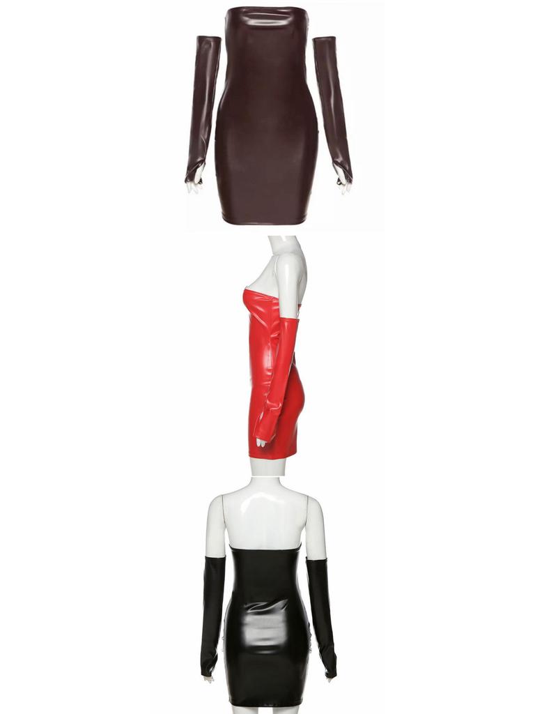 Сексуальное платье-труба из искусственной кожи в европейском и американском стиле 2024 года – осенняя женская одежда для ночных клубов