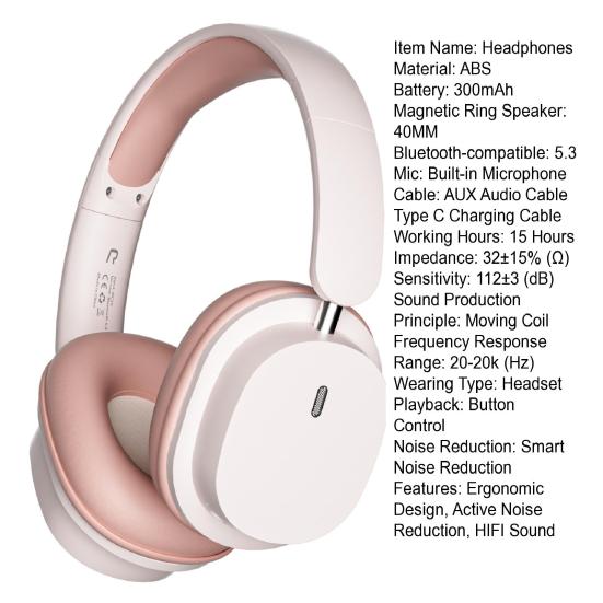 Беспроводные наушники Эргономичный дизайн Активное шумоподавление HIFI Звук Иммерсивная музыка Bluetooth-совместимые гарнитуры 5.3