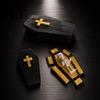 Unique Holiday Gifts 3D Printed Folding Coffins Figurine with Skeleton Ornament, Miniature Articulated Statue, Novelty Desktop Displays Dark