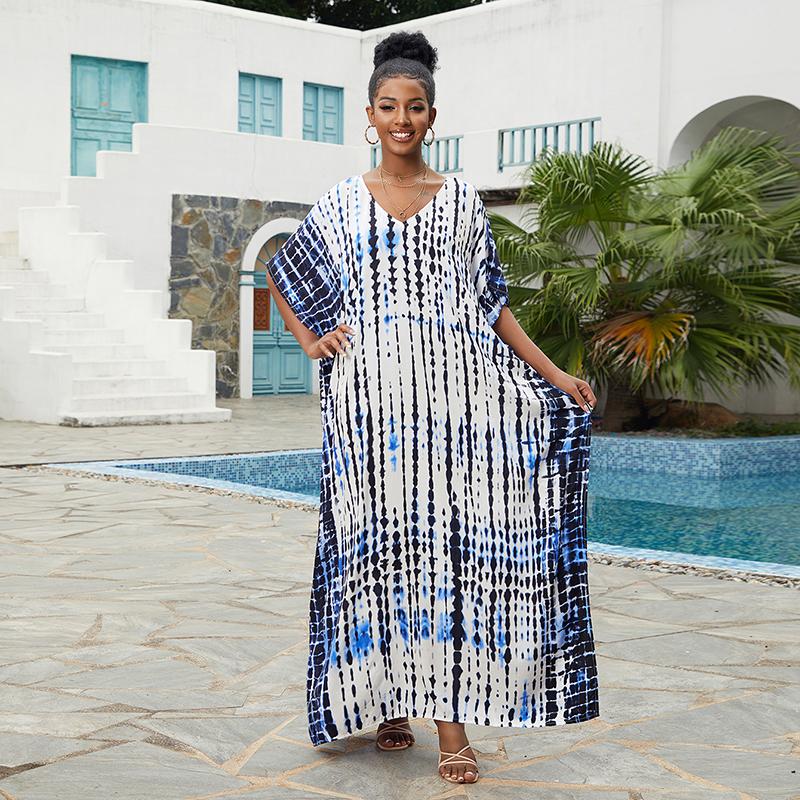 Богемный пляжный кафтан платья для женщин тай-дай летний макси халат летний купальник накидки праздничные купальные костюмы поставка с фабрики большие распродажи