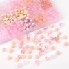 Transparent Pink Glass Round Beads: Crystal, Wheel, Bamboo for DIY Bracelets