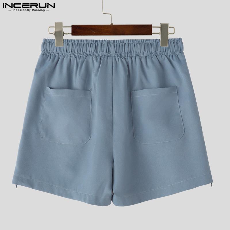 INCERUN Men Elastic Waist Side Zipper Home Wear Mini Pants Shorts Pajamas Underwear