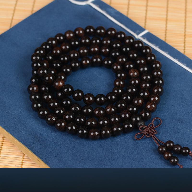 Красный сандал, Черный сандал, Эбеновое дерево, Черный сандал, Бусины Будды, Браслет Вэньвань из сандала 108 бусин.