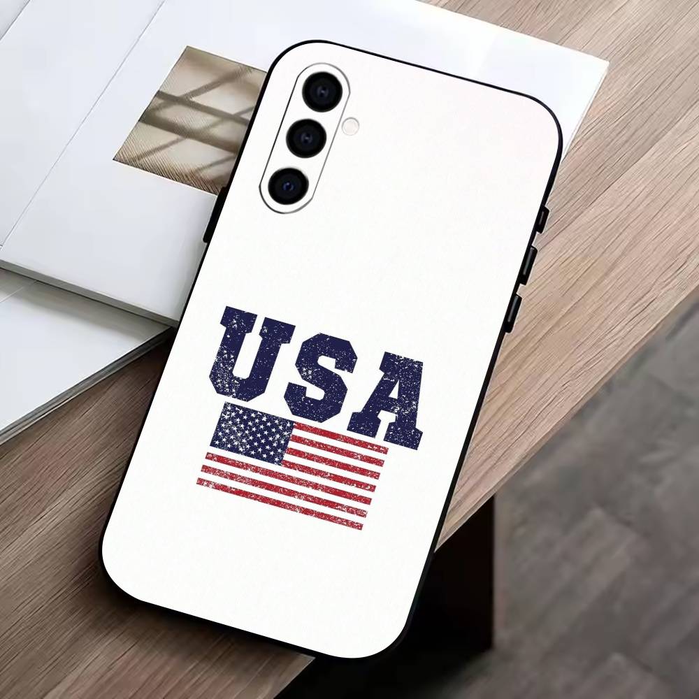 The American flag Phone Case Black Silicone Soft For Samsung Galaxy A73,A72,A71,A70,A53,A52,A51