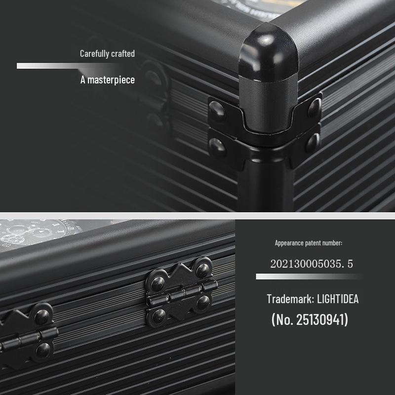 Алюминиевая коробка для часов из 3 предметов: Многоцветное хранение с прозрачной крышкой и 3 отделениями