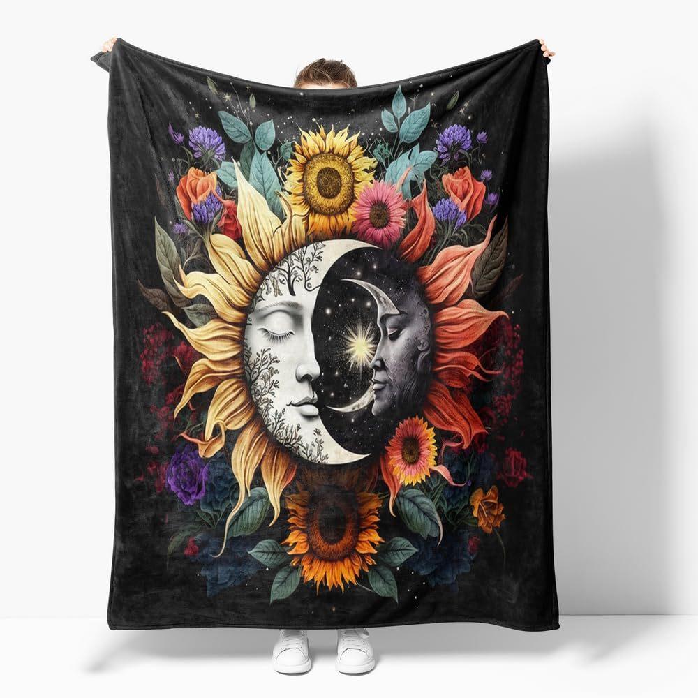 Dream Sun Moon Blanket Bohemian Home Bedroom Decor Blanket Flannel Blanket