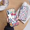 AH33 Милый черный чехол Hello Kitty для Samsung Note 20 Lite S24 Ultra S23 S22 A05 A06 A11 A71 A15 A16 A13 A24 A25 A33 A52 A53 M55 M35 Sofe Cover