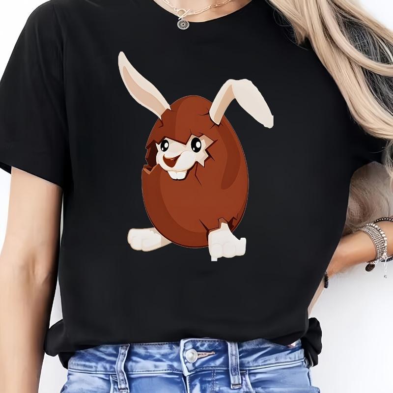 Relaxed-Fit T-Shirts for Both Women And Men Showcasing a Broken Chocolate Bunny Graphic for Easter, Designed with a Charming Theme And a Crew Neckline