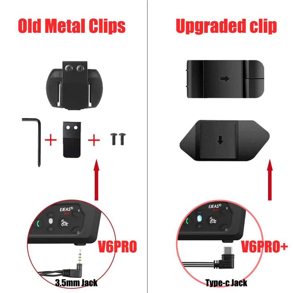 Оригинальные наушники для EJEAS V6 PRO+/V4 PLUS с разъемом Type-C, гарнитура для мотошлема с динамиком и микрофоном, опциональный зажим и основание