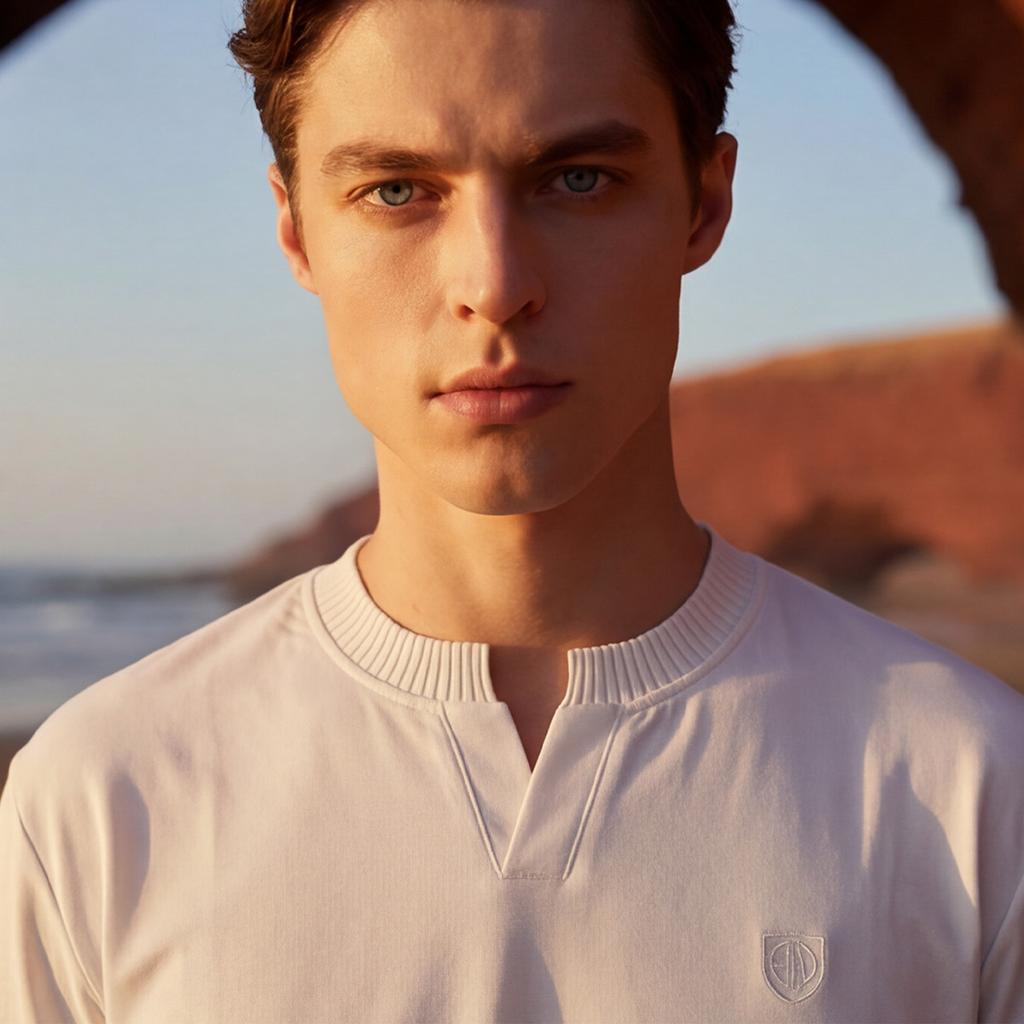 [Anti static] Brand high-end short sleeved T-shirt for men in summer, cool and breathable, Henry collar, light luxury casual men's wear