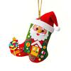 Christmas Socks Santa Claus Red Hanging Ornament Acrylic Decorative Keychain Pendant Xmas Stockings Wall Decoration