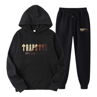 TRAPSTAR Мужской Женский Спортивный Комплект с Принтом Букв Худи Модная Флисовая Толстовка Мужская