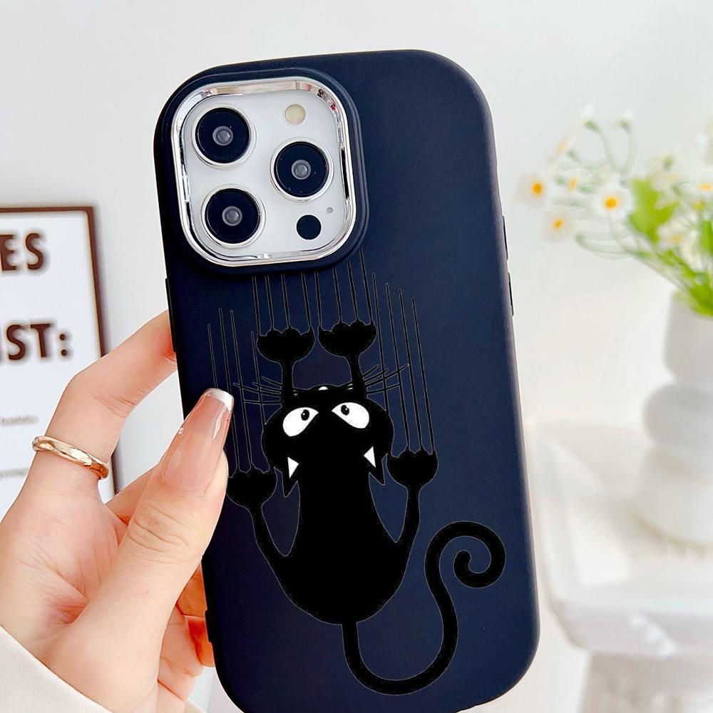 LZ9 мультяшный кот милый художественный дизайн мягкий чехол для телефона Samsung S24 Ultra S23 Plus S21 A16 A54 A34 A06 Infinix Hot 40 30i защита объектива противоударный чехол