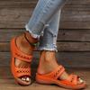 Summer Sandals Women Plus Size Simple Embroidery Hollow Sandals Breathable Women's Slippers