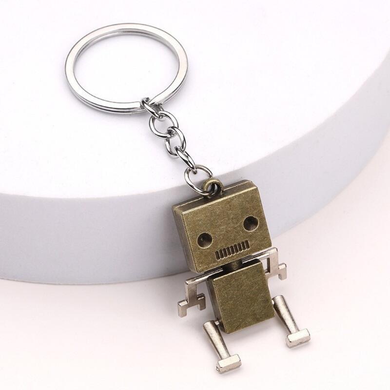 1PC Movable Robot Keychain with Articulated Joints, Zinc Alloy Mini Figurine Charm for Backpacks Gifts