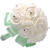 Artificial Flower Pearl Crystal Silk Roses Bridesmaid Bridal Holding Wedding Bouquet, Mint