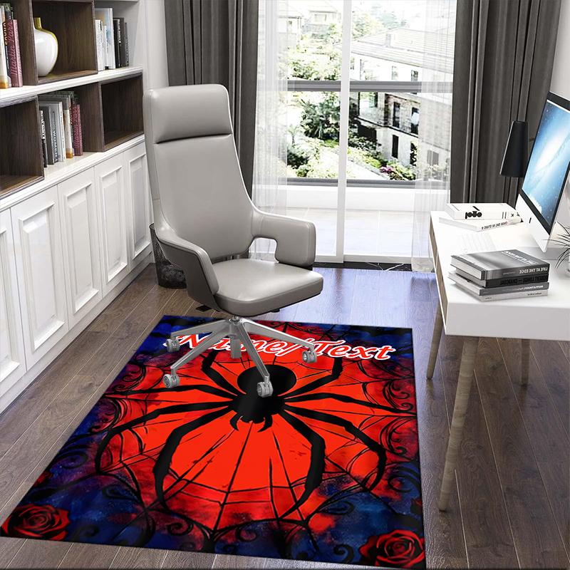 1PC Custom Name Spider Web Theme Floor Mat Ideal for Living Room, Game Rooms, Office, Bedroom,Floor Mat Playful Design
