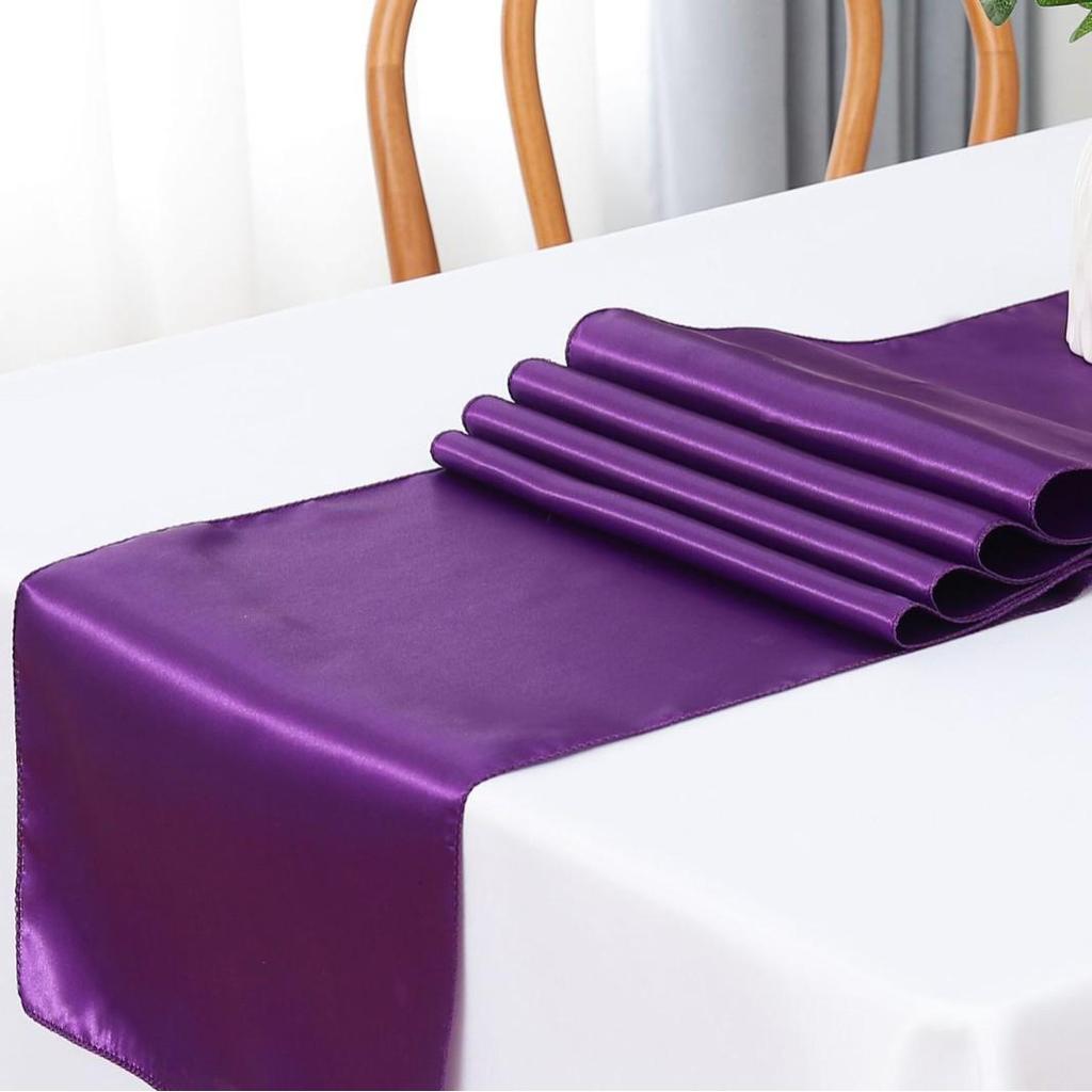 Скатерть-дорожка из сатина высокой плотности для свадеб и банкетов - Однотонная полиэстеровая декорация для стола