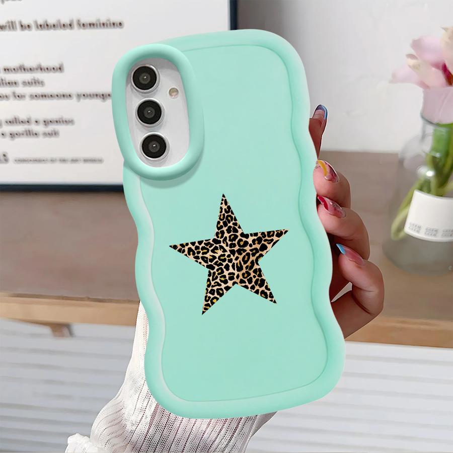 Мягкий чехол для телефона для Samsung Galaxy A14 A16 A15 A21s A11 A13 A52 A12 A04 A22 A23 A53 A03 A06 A05 A33 Дизайн Леопардовая Звезда