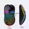 Регулируемая DPI RGB-подсветка Мышь Эргономичный дизайн Сотовая оболочка Игровая мышь Цветная светодиодная подсветка 2.4G Беспроводная мышь