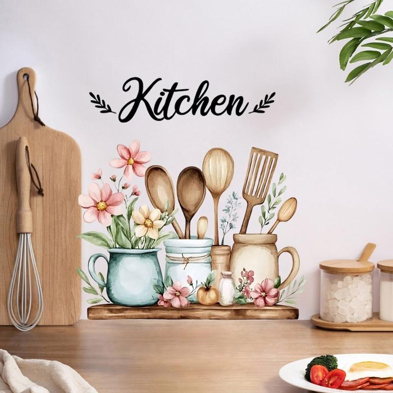 Кухонные Настенные Декоры Наклейки Съемные Кухонные Цитаты Настенные Наклейки для Холодильника Столовой Ресторана Домашние Украшения