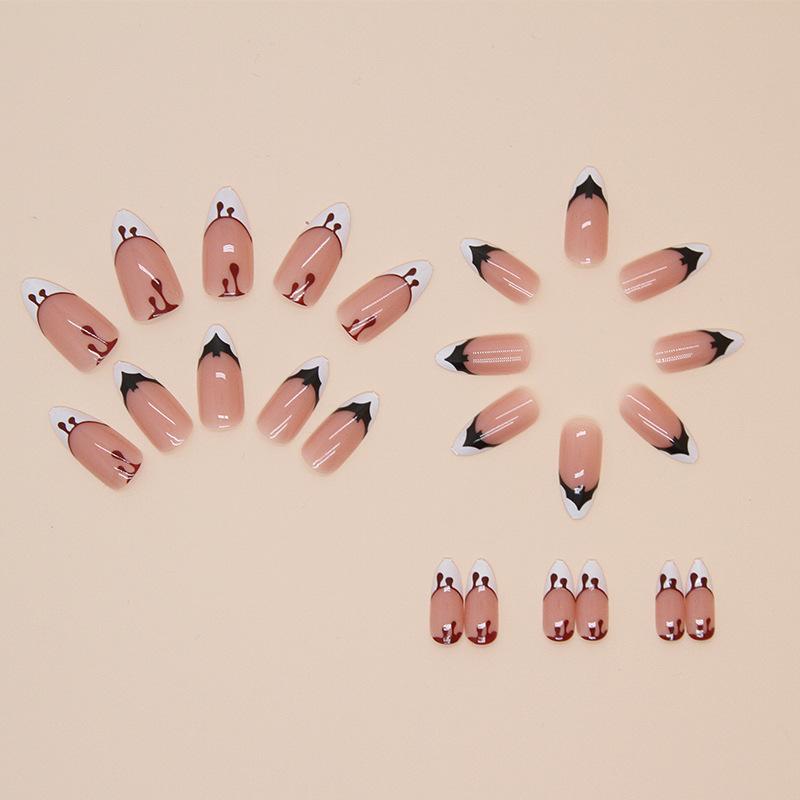 Halloween Fake Nails Wear Nail Removable Nail Patch Bat Nail Patch Short Almond Nail Patch