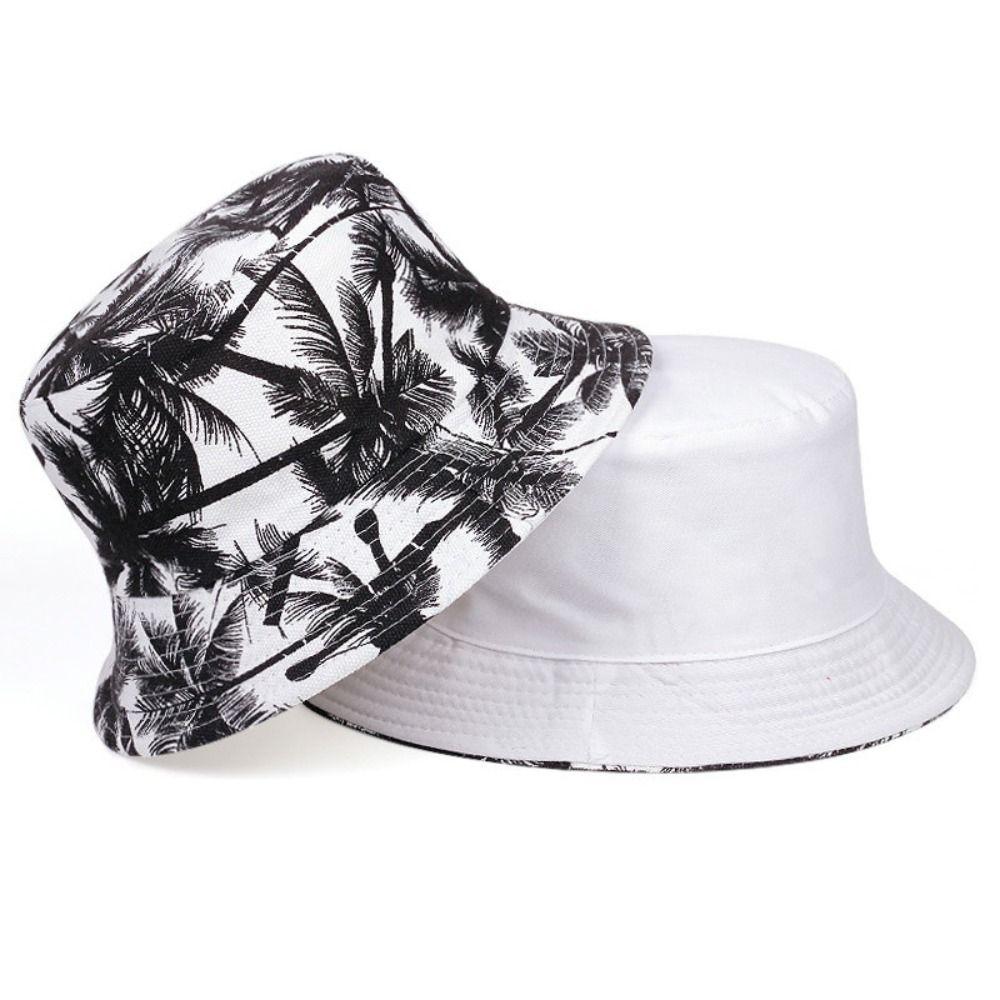 Breathable Double-sided Fisherman's Hat Black White Panama Sun Hat Beach Hiking Fishing