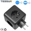 Tessan Черный USB-адаптер настенной розетки Powercube с 3 розетками переменного тока и 3 USB-портами, удлинителем с несколькими европейскими вилками для дома