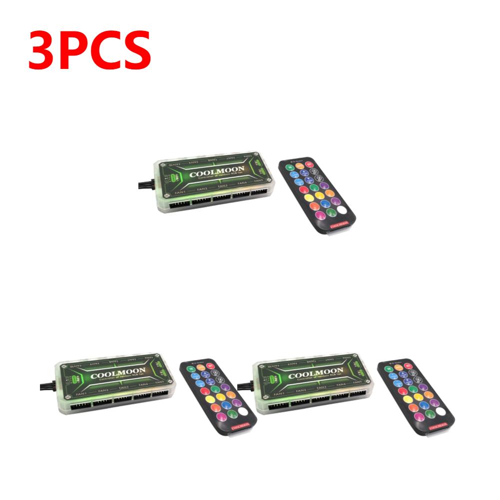 1-3PCS RGB Light Remote Dimmer DC12V 5A LED Color Intelligent Controller 10x6Pin Fan Port 2x4Pin Light Bar Port for RGB Fan
