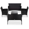 VidaXL Garden Furniture Set 5 Pcs with Cushions Wicker Resin Black