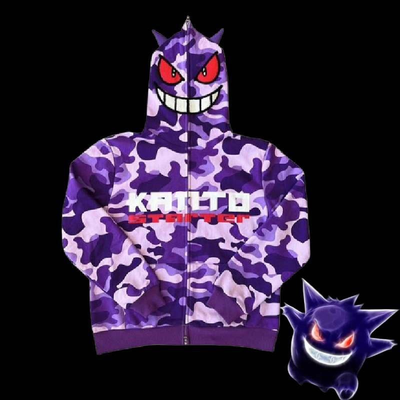 Модная толстовка с капюшоном на молнии Gengar Pokémon для осени